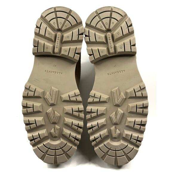 Allsaints Ophelia Chunky Beige Suede Platform Chelsea Boot Zip Womens US 7 EU 37 - Picture 10 of 10